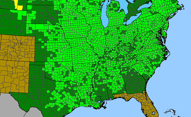 The range of Geum canadense